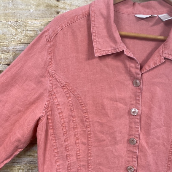J. Jill 100% linen peach coral jacket size 16 - Picture 5 of 11